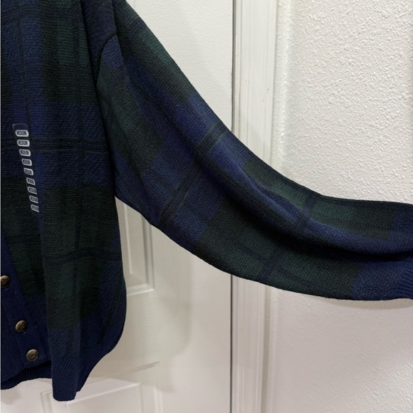 Vintage Murano dead stock plaid wool blend button-down cardigan,Men’s Med Unisex - Picture 5 of 7